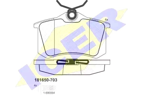 Комплект тормозных колодок, дисковый тормоз арт: ICER 181650-703